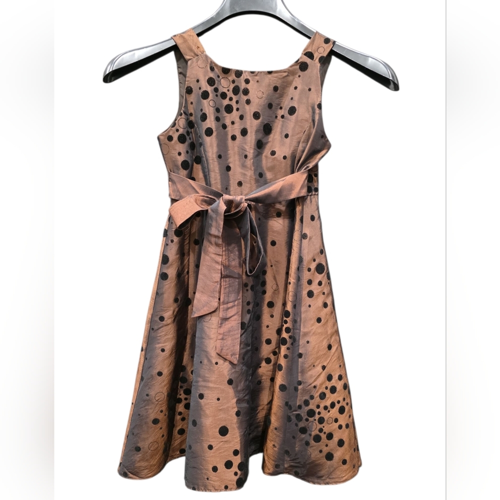 Jessie Girl Charming Kids Dress with Bow - Brown and Black #I0198